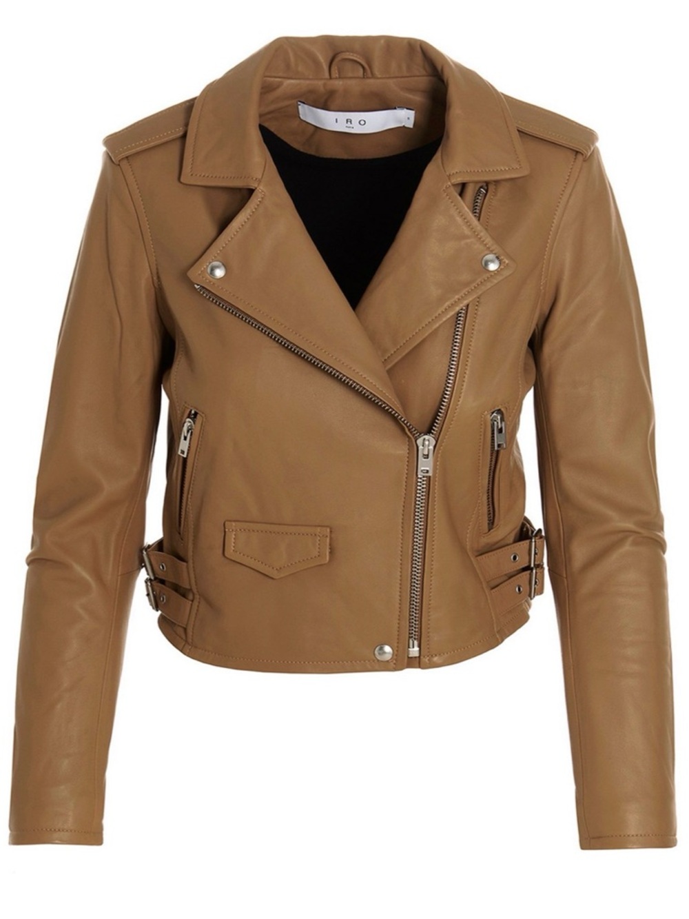 IRO Camel Leather Moto Jacket